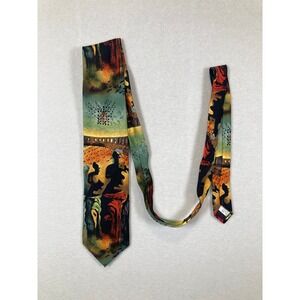Artistic Abstract RM Style Mens OS Multicolor Silk Scenic Graphic Necktie USA